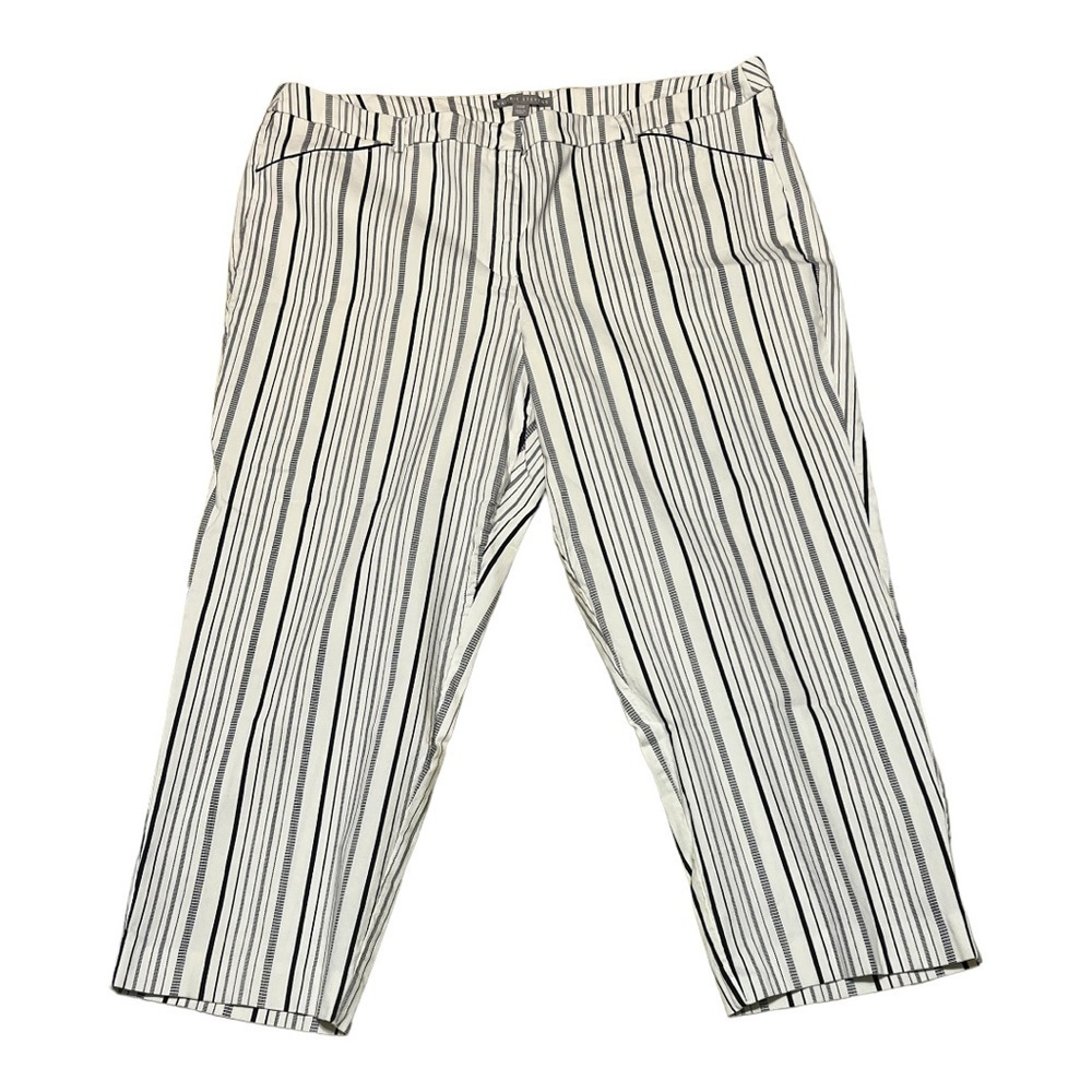 Valerie Stevens Plus-Size Navy White Striped Pants Size 24W